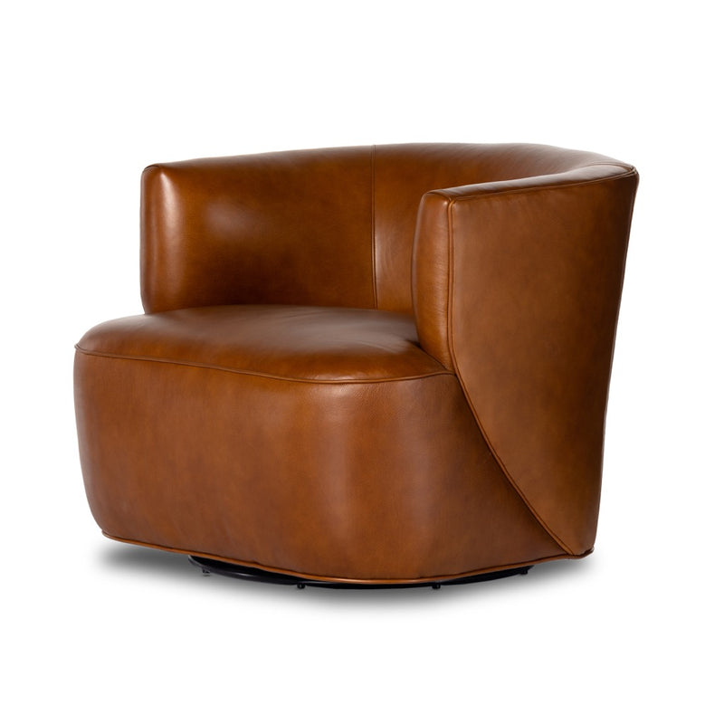 Mila Swivel Chair Riviera Cognac Angled View 107195-018
