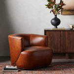 Mila Swivel Chair Riviera Cognac Staged View Four Hands