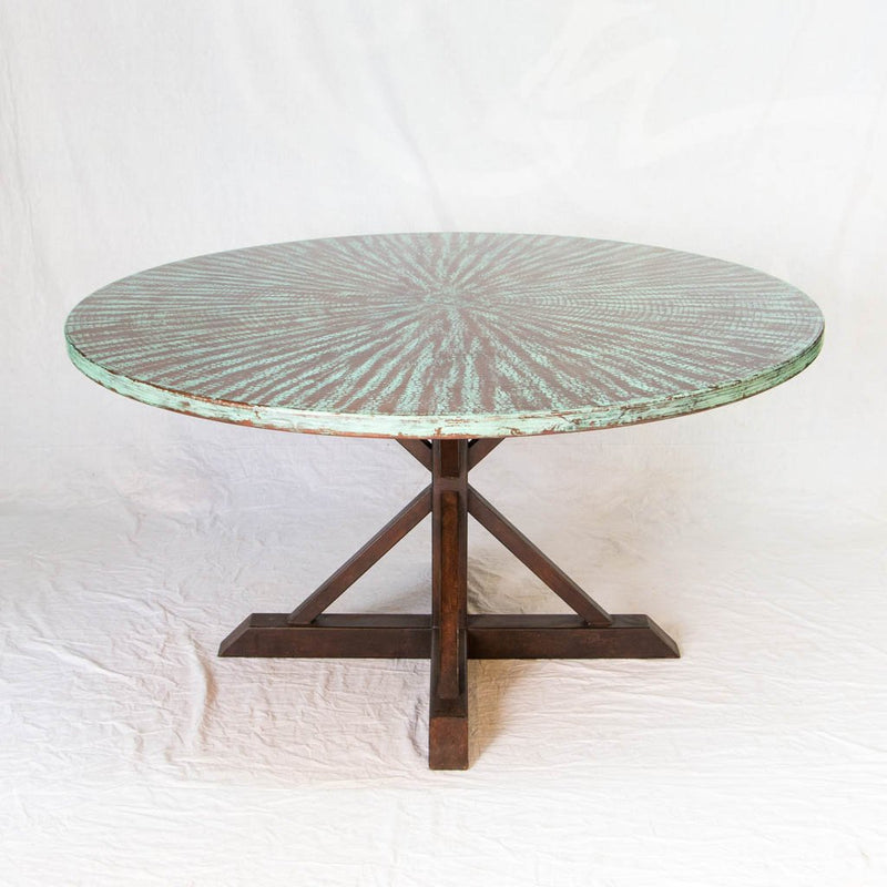 Miners Copper Top Dining Table - Weathered Penny Finish