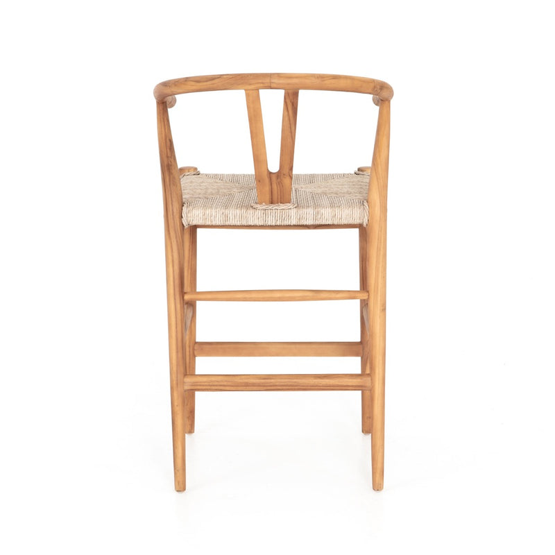 Muestra Teak Counter Stool Natural Back View Four Hands