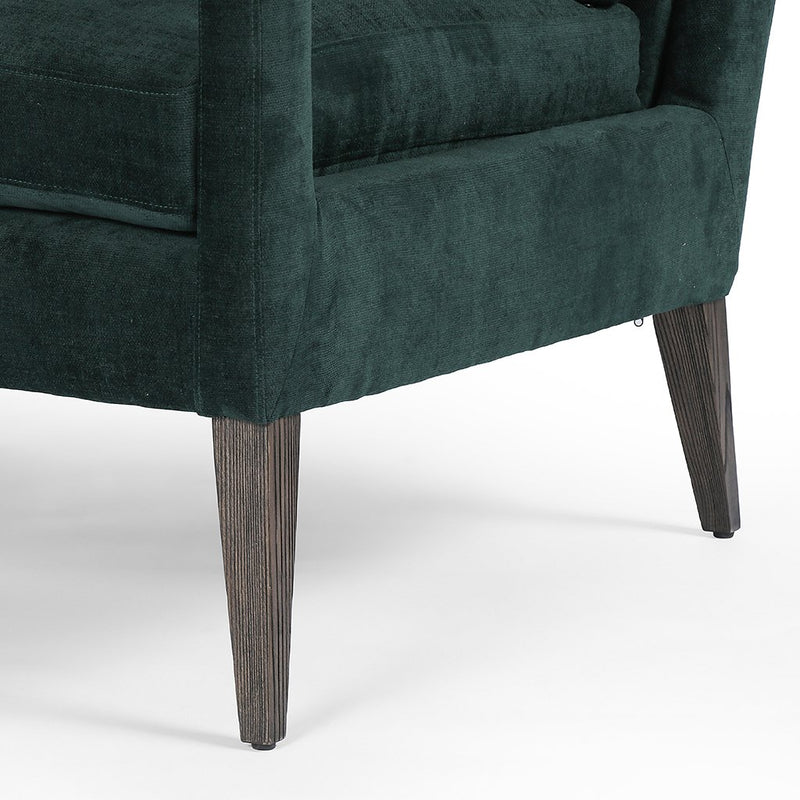 Olson Velvet Chair - Emerald Worn Velvet Leg Detail