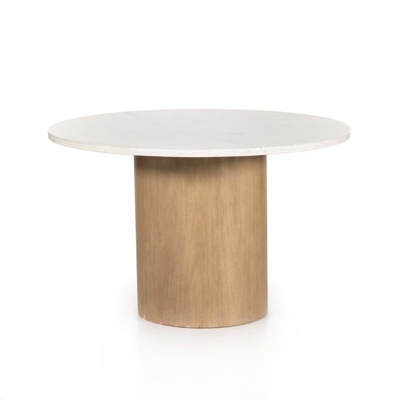 Pilo Dining Table Polished White Marble/Natural Matte