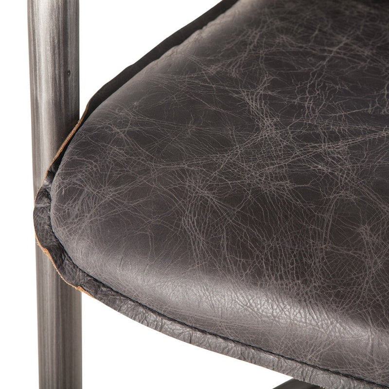 Portofino Modern Rustic Stool - Antique Ebony up close view of seat