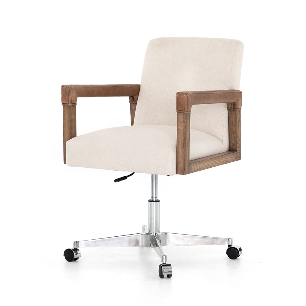 Reuben White Fabric Desk Chair Four Hands CABT-9121-127