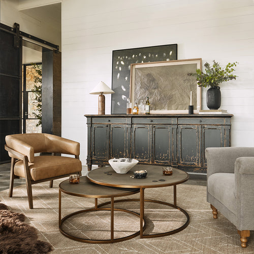 Shagreen Nesting Coffee Table Grey Four Hands Staged Image