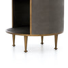 Shagreen Round Nightstand Grey Faux Shagreen