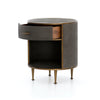 Shagreen Round Nightstand Open Drawer