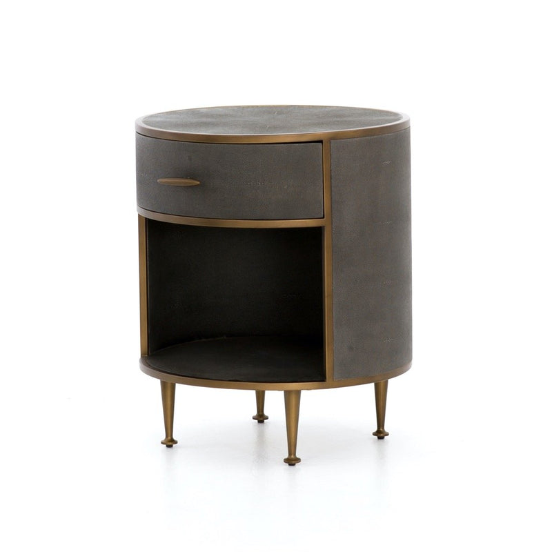 Shagreen Round Nightstand Grey Four Hands