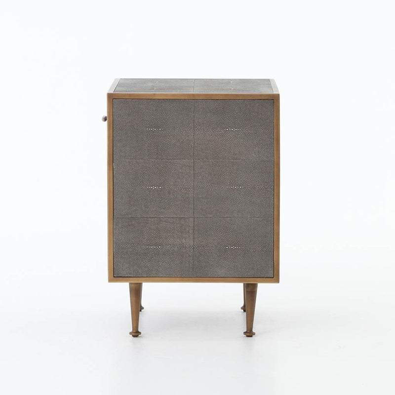 Shagreen Bedside Table - Antique Brass