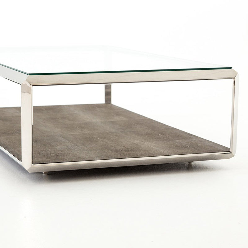 Shagreen Shadow Box Coffee Table - Stainless Four Hands Furniture