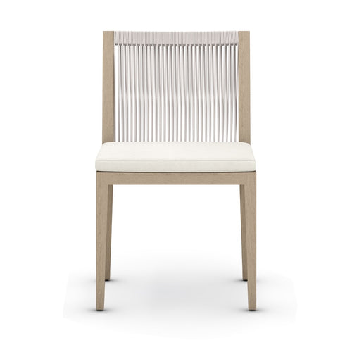 Sherwood Outdoor Dining Chair, Washed Brown - Natural Ivory front view 