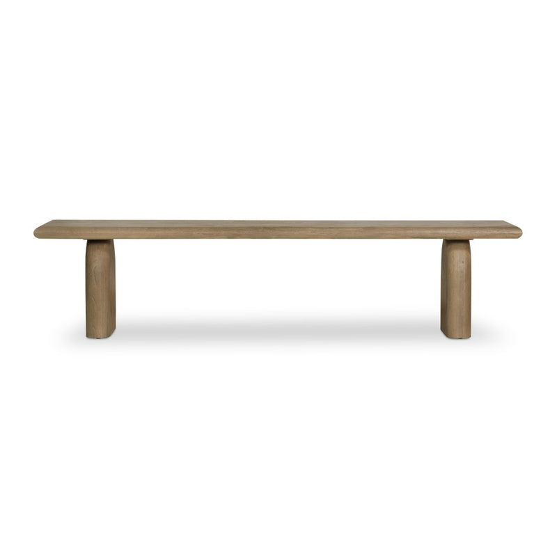 Four Hands Sorrento Dining Bench Aged Drift Front Facing View