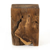 Teak Square Outdoor Stool Side View Four Hands