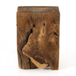 Teak Square Outdoor Stool Side View Four Hands