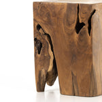 Teak Square Outdoor Stool Natural Root Detail 227026-002
