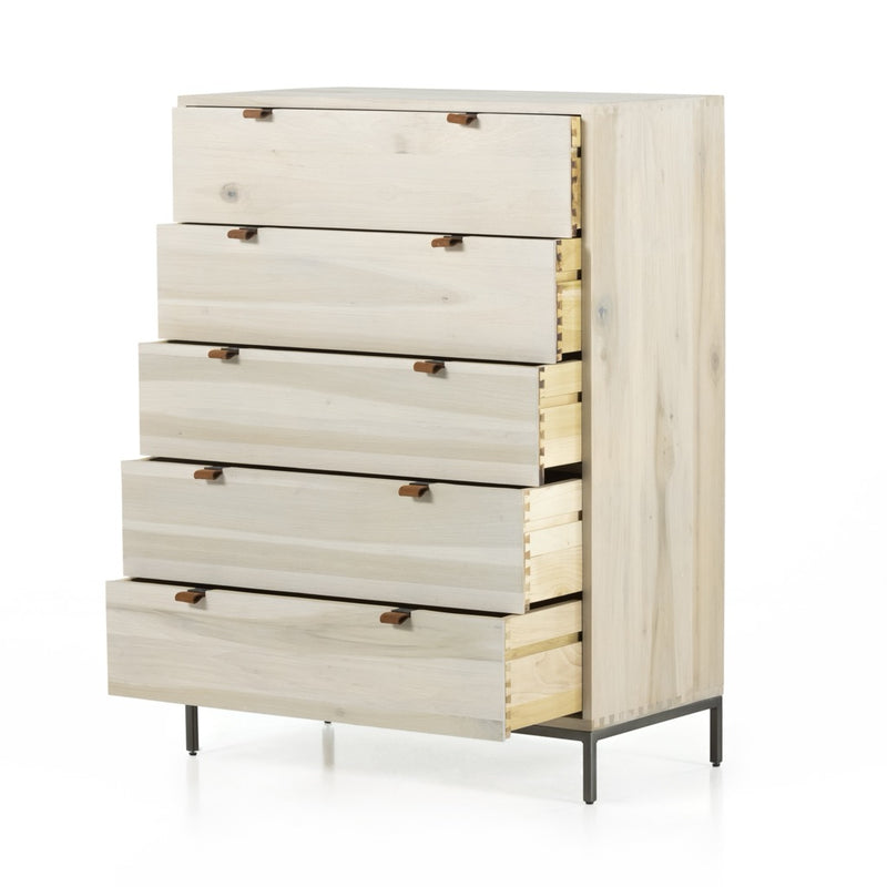 Four Hands Trey 5 Drawer Dresser Dove Poplar Open Drawers