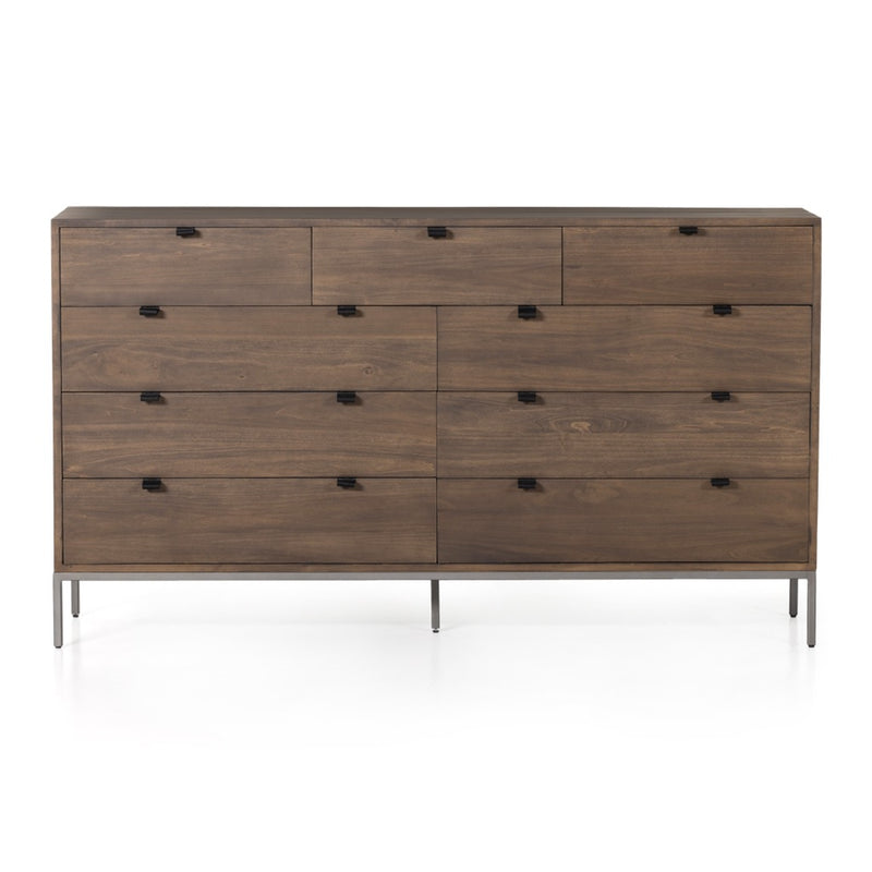 Trey 9 Drawer Dresser Auburn Poplar Front Facing View 230300-001
