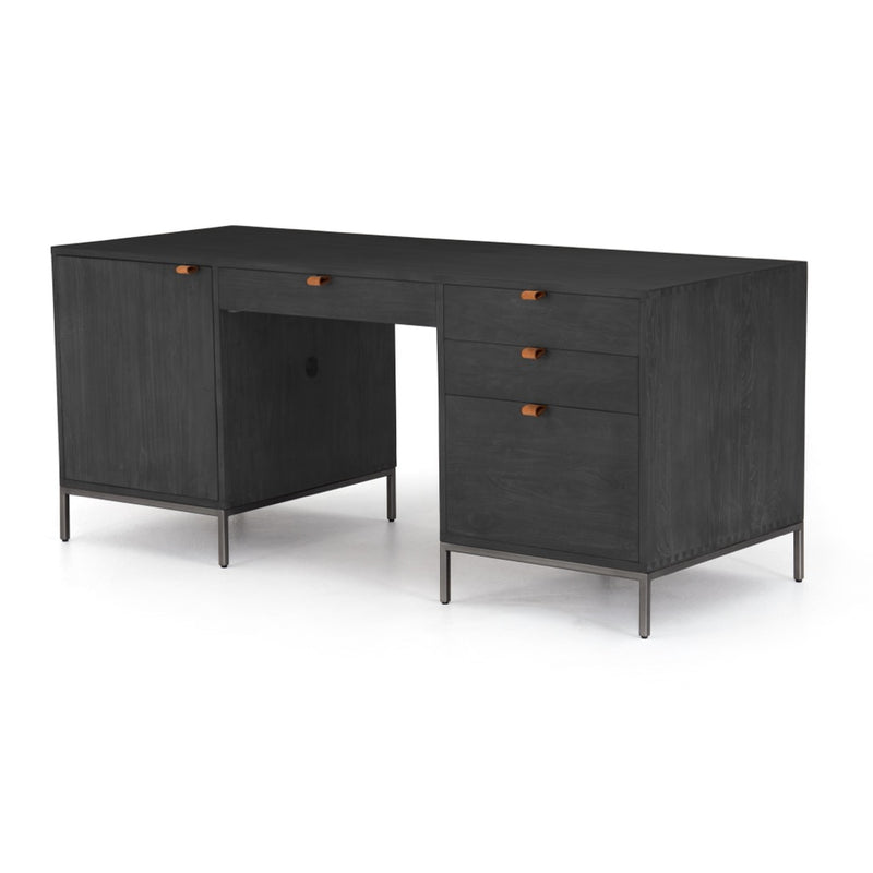 Four Hands Trey Executive Desk Black Wash Poplar