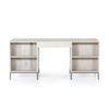 Four Hands Trey Executive Desk Dove Poplar Back View with Shelving