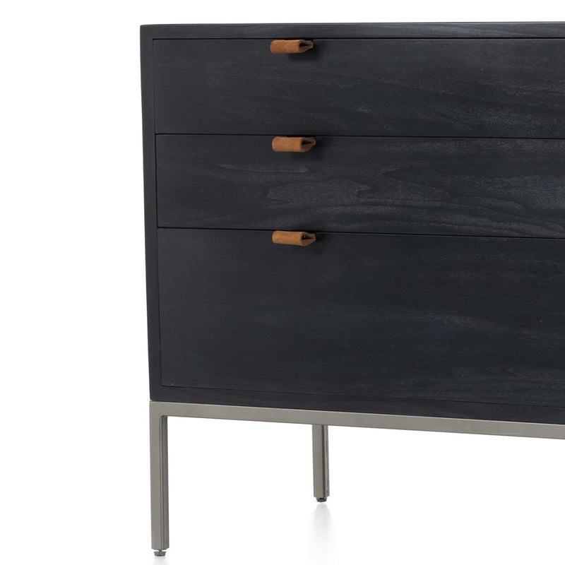 Trey Large Nightstand Black Wash Poplar Iron Legs 230316-002