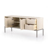 Trey Media Console Dove Poplar Open Cabinets