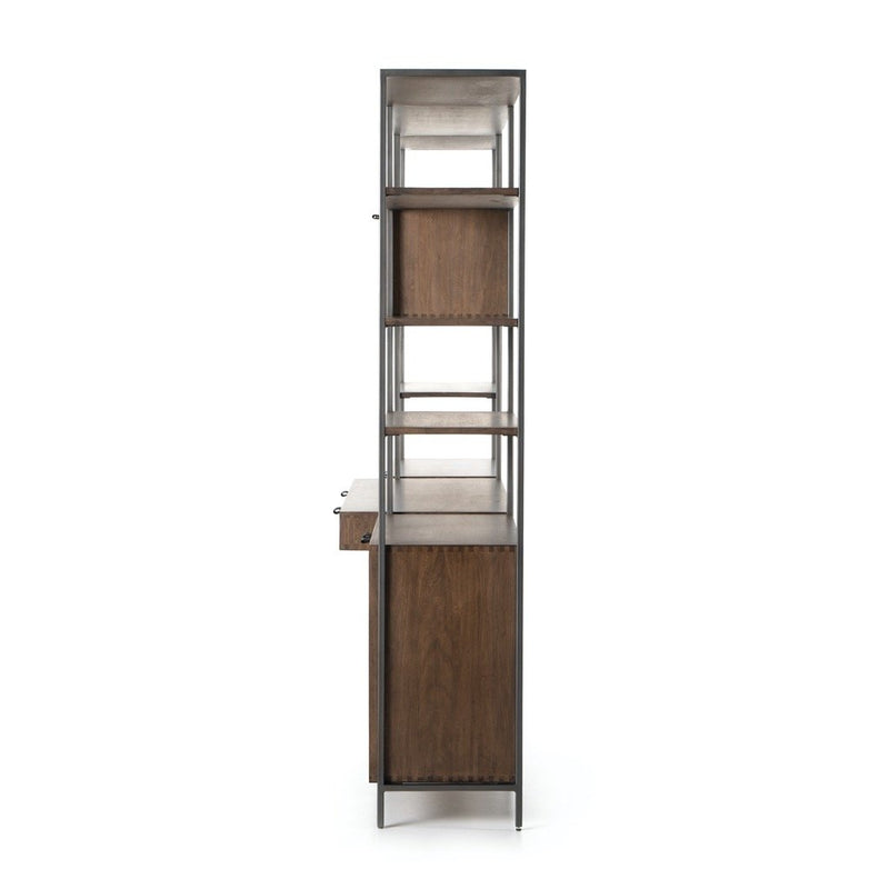 Trey Modular Wall Desk W/ 2 Bookcases Side View