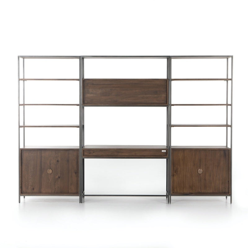 Trey Modular Wall Desk W/ 2 Bookcases Back View