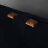 Trey Modular Wide Bookcase Black Wash Leather Pulls