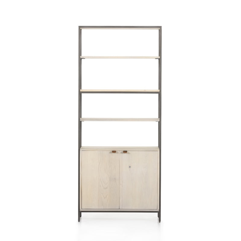 Trey Modular Wide Bookcase Dove Poplar Front View