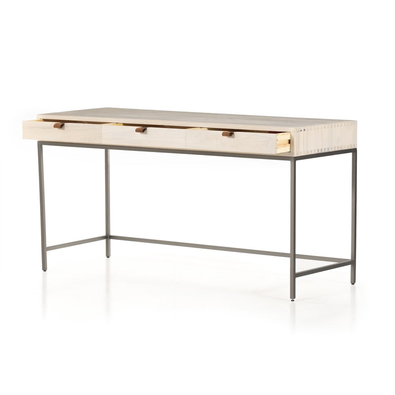 Trey Modular Writing Desk angled view showing iron