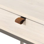 Trey Modular Writing Desk up close view of drawer with leather pull