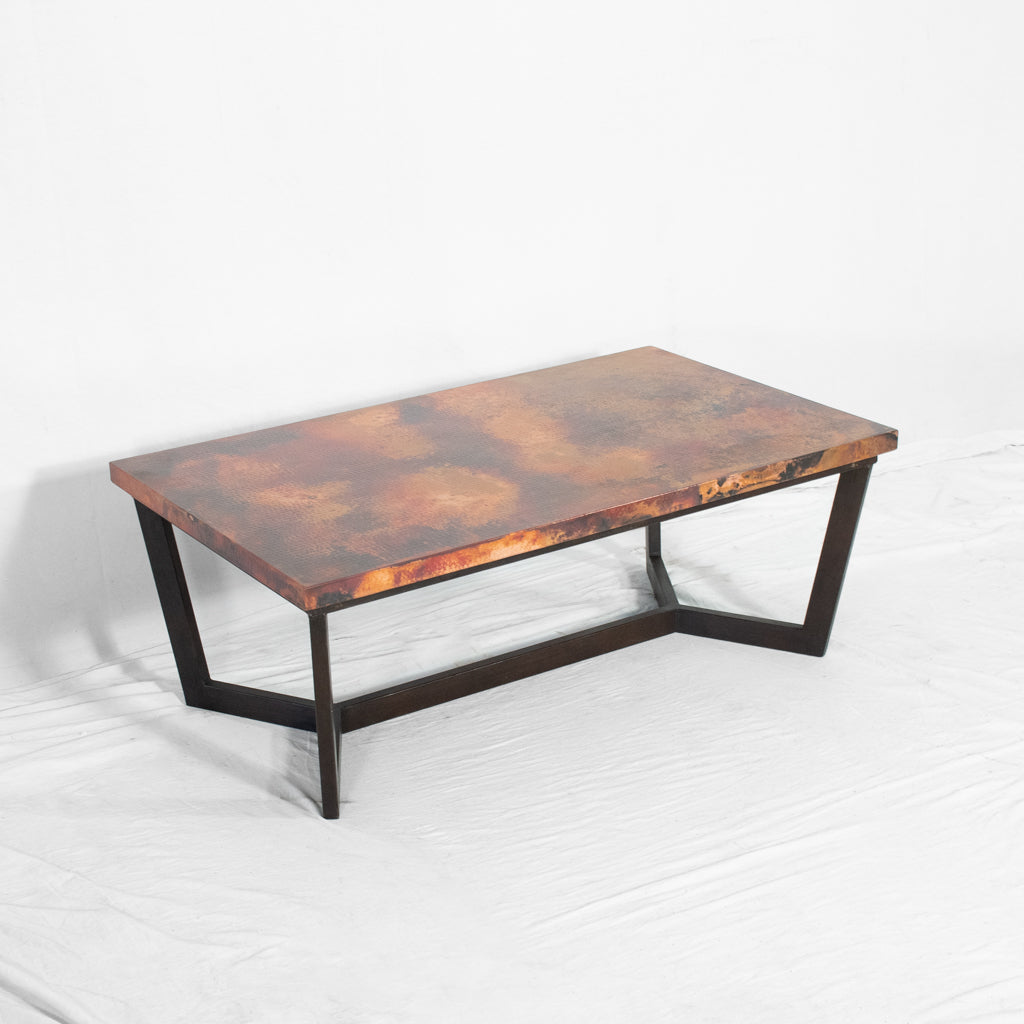 Trico Iron & Copper Coffee Table - Natural Patina - Profile View | Artesanos Copper