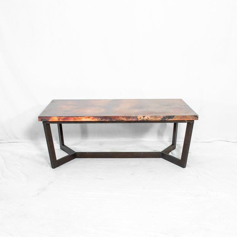 Trico Iron & Copper Coffee Table - Natural Patina - Side View | Artesanos Copper