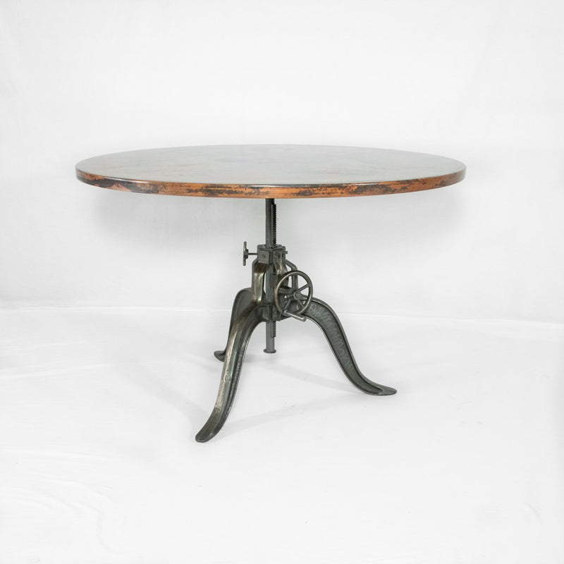 Twilight Crank Copper Dining Table - Natural w/ Spots