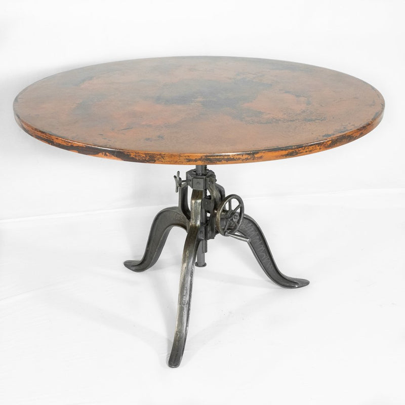 Twilight Crank Copper Dining Table - Natural w/ Spots