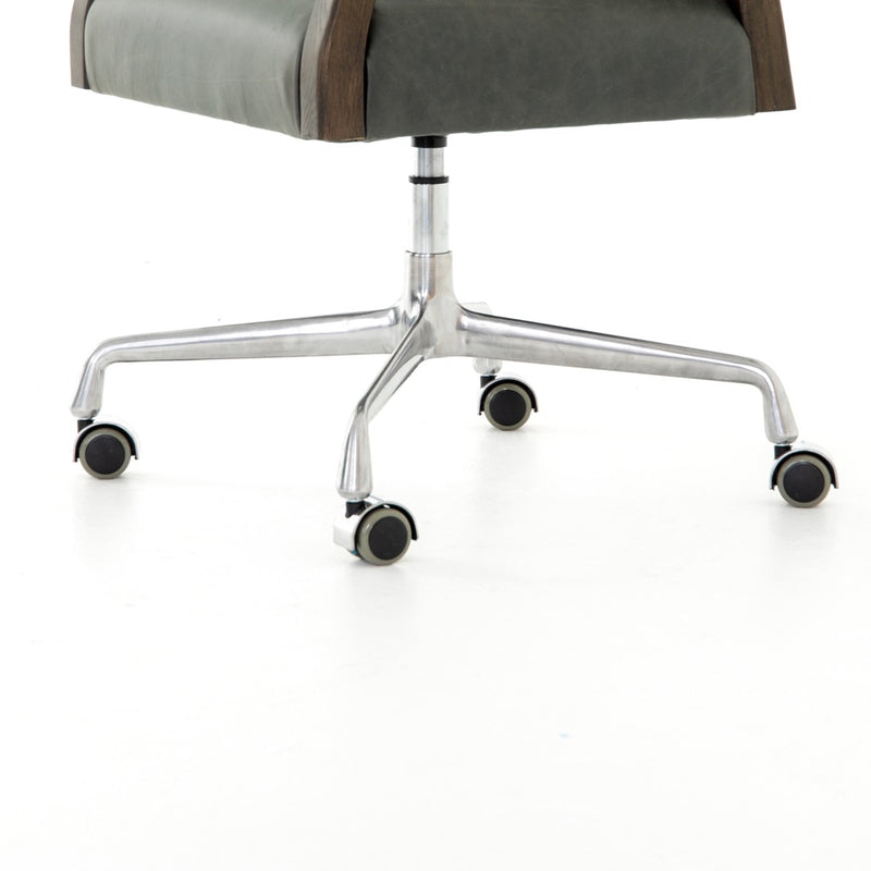 Tyler Desk Chair Chaps Ebony Steel Legs Four Hands