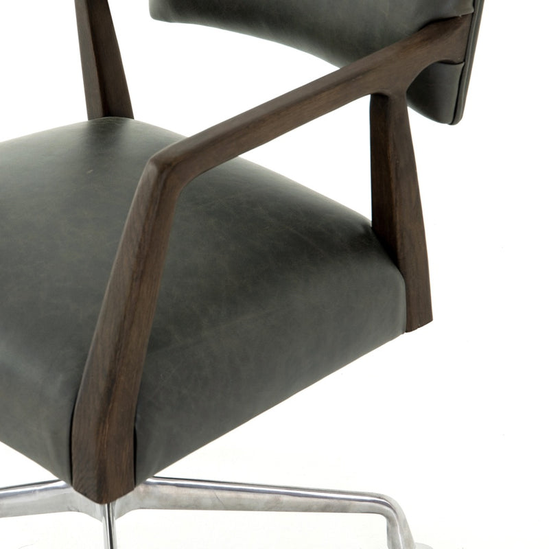 Tyler Desk Chair Chaps Ebony Burnt Nettlewood Arms Four Hands