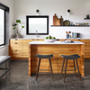 Four Hands Union Counter Stool Distressed Black Staged View at Kitchen Island