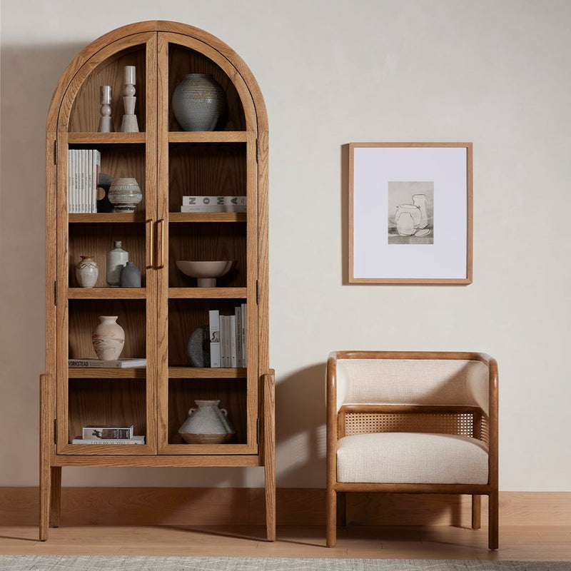 Tolle Storage Cabinet Four Hands Staged Image in Living Room Setting with Accent Chair