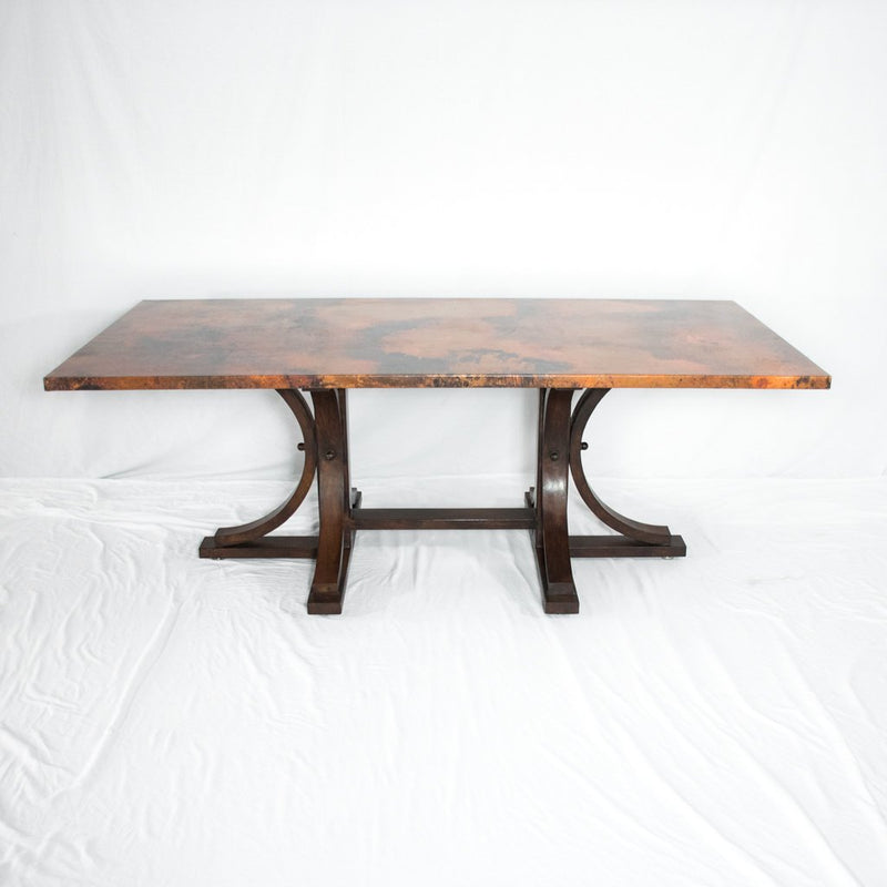 Vestal Long Copper Top Dining Table - Natural