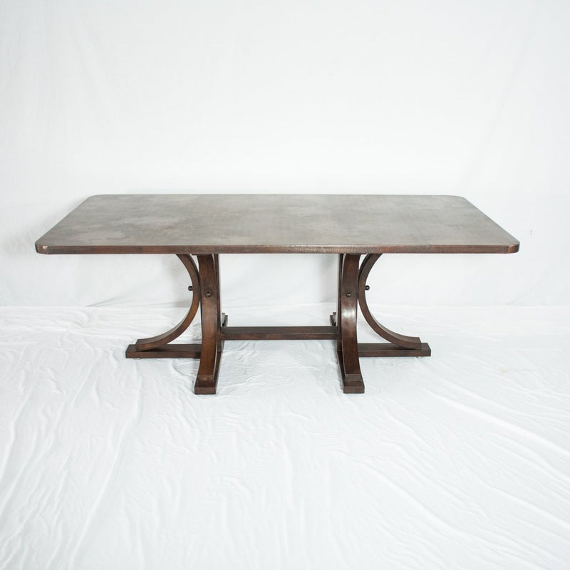 Vestal Long Copper Dining Table - Dark Brown Copper