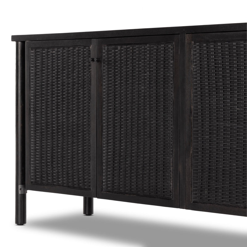 Four Hands Veta Sideboard Black Cane Panel Doors