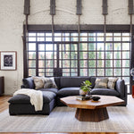 Charcoal sectional sofa with ottoman