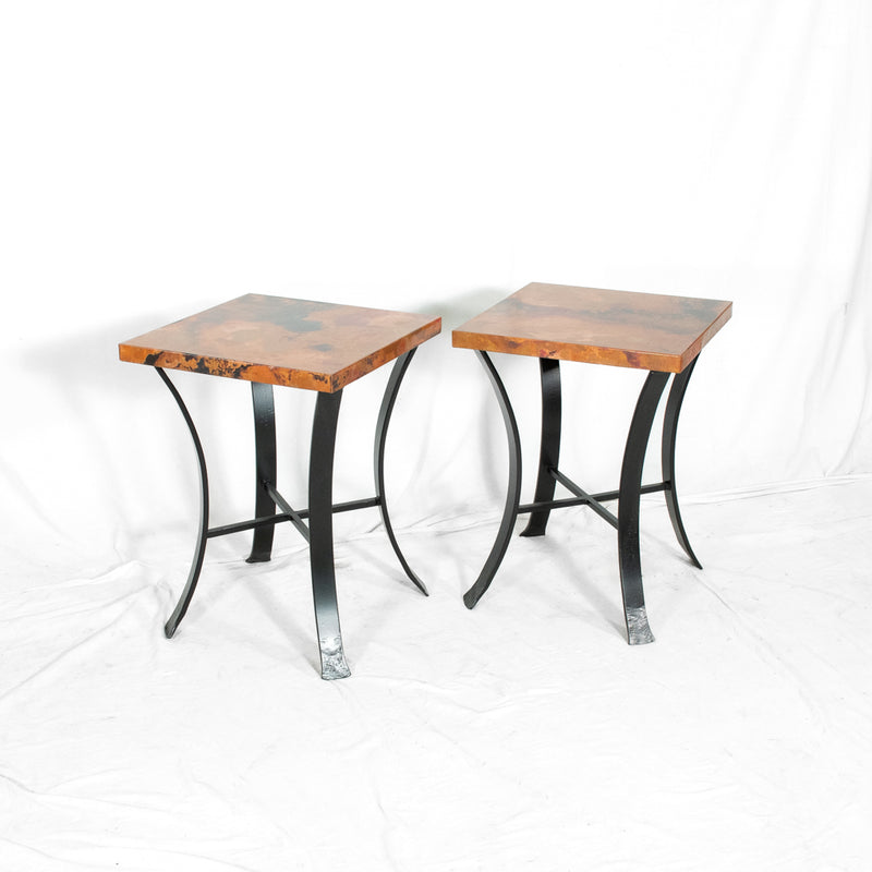 Windom Iron & Copper Accent Table - Black & Natural Copper Patina - Pair Side View